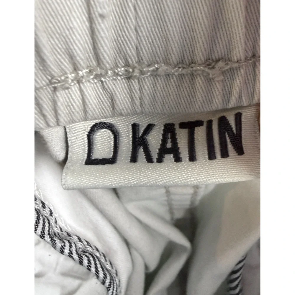 KATIN Solid Beige Cotton Blend Mens Drawstring Patio Shorts - Medium